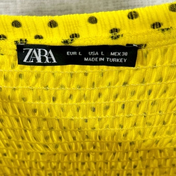 Zara Maxi long sleeve yellow polka dot dress size L - Picture 4 of 10